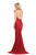 Johnathan Kayne - 524 Draped Blouson Sheath Gown in Red