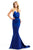 Johnathan Kayne - 524 Draped Blouson Sheath Gown in Blue