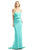 Johnathan Kayne - 524 Draped Blouson Sheath Gown in Blue and Green