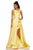 Sherri Hill - 52505 High Neckline Ruffle Front Slit A Line Dress In Yellow