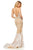Sherri Hill - 52517 Halter Neck Beaded Trumpet Dress In Neutral and Silver