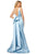 Sherri Hill - 52540 Sleeveless V-Neck Satin Dress with Bow Accent In Blue