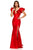 Sherri Hill - 52546 Ruffle Sleeves Plunging Neckline Mikado Gown In Red