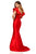 Sherri Hill - 52546 Ruffle Sleeves Plunging Neckline Mikado Gown In Red