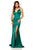 Sherri Hill - 52548 Plunging Lace Up Back High Slit Gown In Green