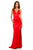 Sherri Hill - 52548 Plunging Lace Up Back High Slit Gown In Red