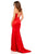 Sherri Hill - 52548 Plunging Lace Up Back High Slit Gown In Red