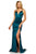 Sherri Hill - 52548 Plunging Lace Up Back High Slit Gown In Green