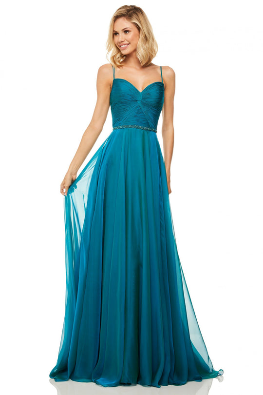 Sherri Hill - 52557 Pleated Sweetheart Bodice Sleeveless Chiffon Gown In Green