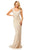 Sherri Hill - 52563 Beaded Plunging Lace Up Back Gown In Neutral and Silver