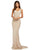 Sherri Hill - 52563 Beaded Plunging Lace Up Back Gown In Neutral and Silver