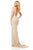 Sherri Hill - 52563 Beaded Plunging Lace Up Back Gown In Neutral and Silver