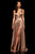 Sherri Hill - 52564 Sleeveless Plunging V-Neck Satin Dress In Brown