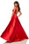 Sherri Hill - 52564 Sleeveless Plunging V-Neck Satin Dress In Red
