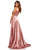 Sherri Hill - 52564 Sleeveless Plunging V-Neck Satin Dress In Pink