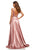 Sherri Hill - 52564 Sleeveless Plunging V-Neck Satin Dress In Pink