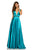 Sherri Hill - 52564 Sleeveless Plunging V-Neck Satin Dress In Green