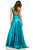 Sherri Hill - 52564 Sleeveless Plunging V-Neck Satin Dress In  Green