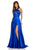 Sherri Hill - 52566 Crisscross Strapped Empire High Slit Gown In Blue
