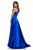 Sherri Hill - 52566 Crisscross Strapped Empire High Slit Gown In Blue