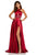 Sherri Hill - 52566 Crisscross Strapped Empire High Slit Gown In Red