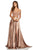 Sherri Hill - 52567 Two Piece Lace Off Shoulder Satin A-Line Gown In Brown and Neutral