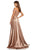 Sherri Hill - 52567 Two Piece Lace Off Shoulder Satin A-Line Gown In Brown and Neutral