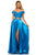 Sherri Hill - 52567 Two Piece Lace Off Shoulder Satin A-Line Gown In Blue and Green
