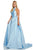 Sherri Hill - 52573 Lace Racerback Halter Satin Dress In Blue