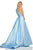 Sherri Hill - 52573 Lace Racerback Halter Satin Dress In Blue
