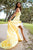Sherri Hill - 52581 Full Figured Applique Ruffled Slit Dress In Yellow