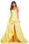 Sherri Hill - 52581 Full Figured Applique Ruffled Slit Dress In Yellow