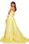 Sherri Hill - 52581 Full Figured Applique Ruffled Slit Dress In Yellow