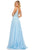 Sherri Hill - 52589 Beaded Plunging V Neck Chiffon Gown In Blue