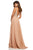 Sherri Hill - 52589 Beaded Plunging V Neck Chiffon Gown In Neutral and Brown
