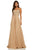 Sherri Hill - 52591 Beaded Bodice Long A Line Satin Dress In Neutral