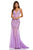 Sherri Hill - 52592 Beaded Plunging V Neck Sheer Mermaid Gown In Purple