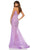 Sherri Hill - 52592 Beaded Plunging V Neck Sheer Mermaid Gown In Purple