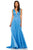 Sherri Hill - 52593 Plunging V-Neck Chiffon A Line Dress In Blue