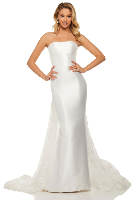 Sherri Hill - 52594 Strapless Mikado Trumpet Dress In White