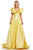 Sherri Hill - 52595 Tiered Ruffle Sleeves Mikado A-Line Ballgown In Yellow