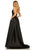 Sherri Hill - 52597 Sleeveless Satin V-Neck Beaded Dress In Black