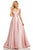 Sherri Hill - 52597 Sleeveless Satin V-Neck Beaded Dress In Pink