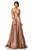 Sherri Hill - 52597 Sleeveless Satin V-Neck Beaded Dress In Brown