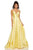 Sherri Hill - 52597 Sleeveless Satin V-Neck Beaded Dress In Yellow