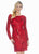 Ashley Lauren - 4122 Fully Beaded Long Sleeve Sheath Cocktail Dress In Red