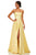 Sherri Hill - 52602 Sleeveless A Line Taffeta Dress with High Slit In Yellow
