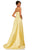 Sherri Hill - 52602 Sleeveless A Line Taffeta Dress with High Slit In Yellow