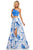 Sherri Hill - 52617 Single Shoulder Print Dress In White and Blue