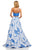 Sherri Hill - 52617 Single Shoulder Print Dress In White and Blue